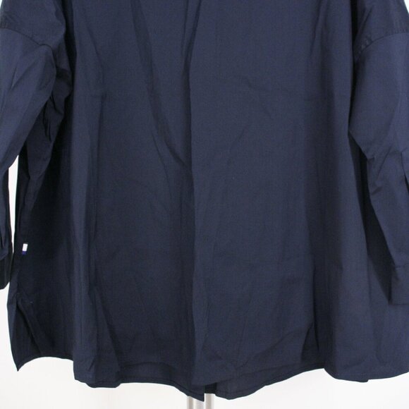 NWT Kit & Ace Stretch Shirting Navy V-Neck Button Down Blouse Oversized Size S - Picture 7 of 9